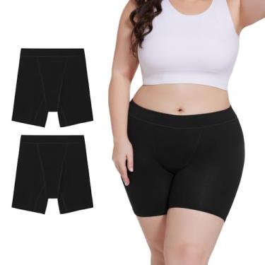 Imagem de Allbase Cueca boxer para incontinência feminina, lavável, fluxo pesado, à prova de vazamento, durante a noite, alta absorção, menstrual pós-parto, controle da bexiga, calcinhas, GG, pacote com 2