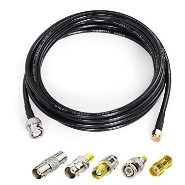 Imagem de SUPERBAT Cabo SMA macho para BNC macho 3 m + 5 peças kit adaptador coaxial RF cabo SMA para BNC kit de cabos adaptador SMA BNC para antenas scanner/dispositivos LAN sem fio/rádios Wi-Fi, antena