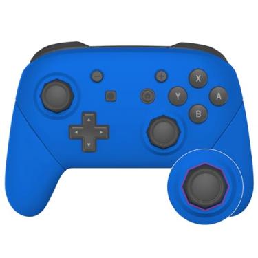 Imagem de eXtremeRate Capa com cabo azul da placa traseira, design octogonal de bastões portados para substituição faça você mesmo para controle Nintendo Switch Pro – Controle não incluído