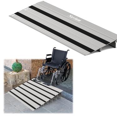 Imagem de Nuvium Rampa de Soleira de Porta de Elevação de 2" com Parafusos Fixos Atualizados, Rampa de Cadeira de Rodas Portátil Estável para Degraus de Casa, Rampas de Entrada de Porta de Alumínio para Scooter