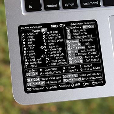 Imagem de Synerlogic 10 adesivos (universal) de atalho de teclado de referência para Mac OS, vinil laminado sem resíduos - para qualquer MacBook Air/Pro/iMac/Mini (preto/pacote com 10)