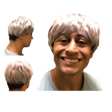 Imagem de Peruca Sintética Curta Grisalha Com Preto Fantasia Anime