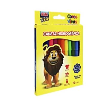 Imagem de Canetinha Hidrográfica Escolar 12 Cores Vivas Voltas Aulas - Lavável Atóxico Uso Escolar ou Recreativo Ponta de 2.0mm