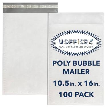 Imagem de UOFFICE Sacos plásticos de bolhas, pacote com 100, nº 5-26,7 cm x 40,6 cm, sacos de envio à prova d'água, envelopes de bolha branca para envio, envelopes acolchoados, envelopes acolchoados de