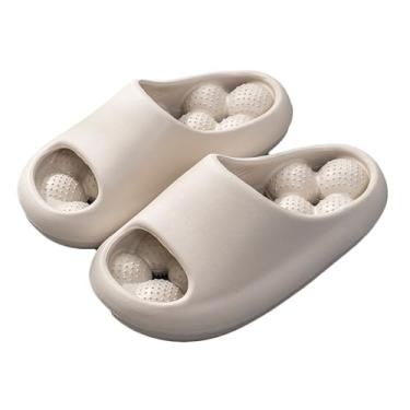 Imagem de Legou Pantufas femininas para uso interno, verão, casal, massagem, banheiro, banheira, antiderrapante, resistente ao desgaste, bege, 37 EU