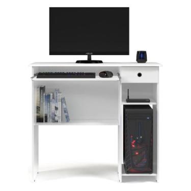 Imagem de Escrivaninha Mesa De Computado Gamer Com Gaveta Viena Branca - ej move