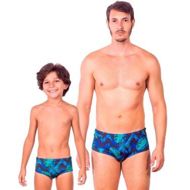 Imagem de Combo pai e filho par sungas hawaii proteção uv 50+ kauna, 4