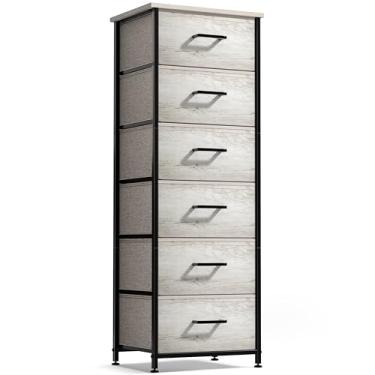 Imagem de Sorbus Cômoda de tecido para quarto infantil – baú com 6 gavetas, torre de armazenamento alta, organizador de roupas, para armário, sala de jogos, para berçário, estrutura de aço, caixas de tecido -