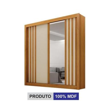 Imagem de Guarda Roupa Solteiro 100% MDF 2 Portas Correr Com Espelho e 2 Gavetas