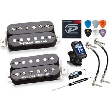 Imagem de Conjunto Humbucker Seymour Duncan Hot Rodded Matched SH-2n Jazz SH-4 JB Guitar Pickup Tonebird Bundle Perfeito para Blues, Rock, Country e Metal (Preto)