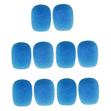 Imagem de Prático 10 Peças Esponja Microfone Protetor de Vento Capa para Bate Reunião, Azul