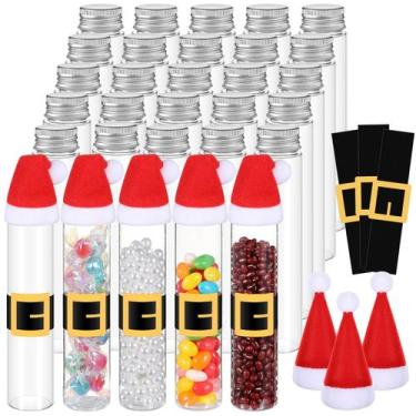 Imagem de Tubos de Doces de Natal Vinsatin - 30 Unidades com Tampas - 110ml