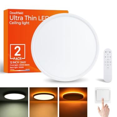 Imagem de Dcvoltfield Luminária De Teto Led Embutida De 12 Polegadas Com Controle Remoto, Lâmpada De Teto Ajustável Ultrafina De 24 W, 3000 K-6500 K Para Sala De Estar/Cozinha, Luz Noturna Quente De 2000 K Pa
