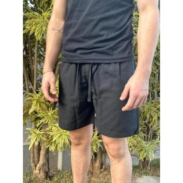 Imagem de Short Linho Masculino Mauricinho Basico Lavado Premiun - sem marca , P