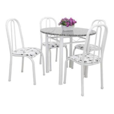 Imagem de Mesa De Jantar Madrid C/ 4 Cadeiras tampo em Granito verdadeiro Redond