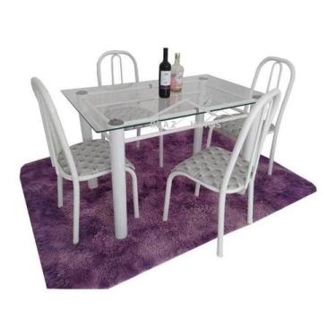 Imagem de Mesa De Jantar Com 4 Cadeiras Munique Ret. Aço Cor Branca - Quality