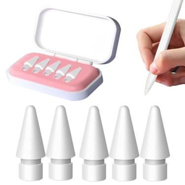 Imagem de Pacote com 5 pontas de lápis de substituição com capa para Apple iPad 2ª/1ª geração – Pontas de iPencil de controle sensível e preciso compatíveis com iPad para Pencil USB C/2ª/1ª geração Apple Pen
