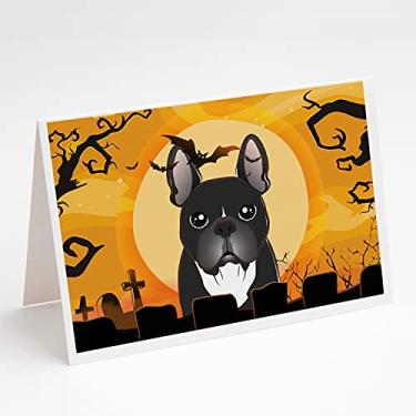 Imagem de Caroline's Treasures BB1785GCA7P Cartões de felicitações buldogue francês de Halloween, pacote com 8, 7 x 5, multicolorido