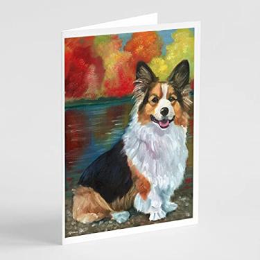 Imagem de Caroline's Treasures 7294GCA7P Corgi by The Lake Cartões comemorativos e envelopes, pacote com 8, 7 x 5, multicolorido