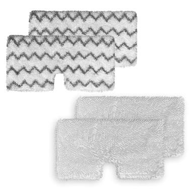 Imagem de 4 pacotes de almofadas de substituição para esfregão a vapor com tiras para esfregão Shark Steam Pocket Mop S3500 S3501 S3601 S3550 S3901 S3801 Washabl microfibra limpeza vaporizador almofadas