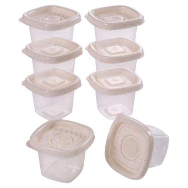 Imagem de Pote de plástico porta tempero Pop quadrado com 8 unidades de 70ml mar