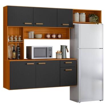 Imagem de Cozinha Compacta Suspensa Manu 6 Portas Freijó Grafite Poliman
