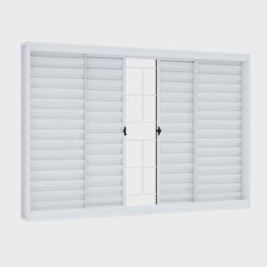 Imagem de Janela Veneziana de Correr Grade Quadrada 100cmx100cm Riobras Pronta Branco