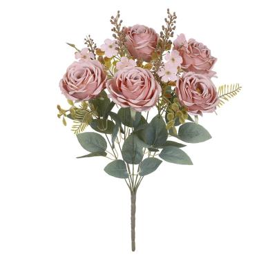 Imagem de Buque de flores rosa cabbage X9 salmon outono 47cm