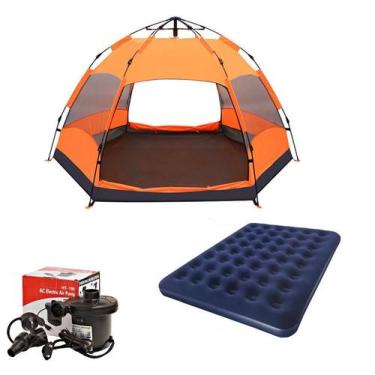 Imagem de Barraca camping 5-8 pessoas + colchão casal + bomba elétrica 220v - OM