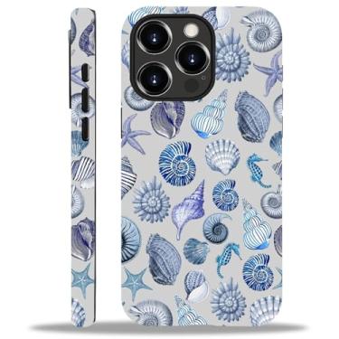 Imagem de Kapadiy Capa para iPhone 15 Pro Max, concha de praia de verão para mulheres e homens, capa protetora de corpo inteiro à prova de choque 2 em 1 silicone + capa rígida de PC para iPhone 15 Pro Max