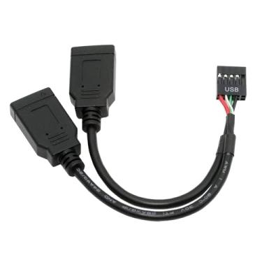 Imagem de NFHK USB 2.0 9 pinos macho 1 a 2 USB 3.1 tipo E Key-A fêmea painel frontal soquete para 9 pinos cabo de extensão de cabeçalho de placa principal 0,49FT