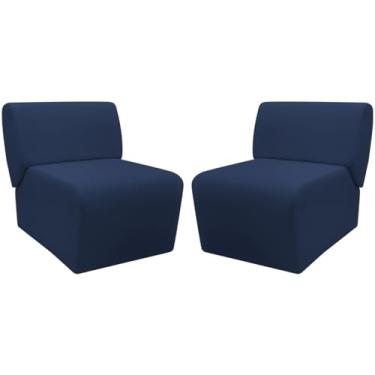 Imagem de Kit 2 Poltronas Decorativa Para Sala Recepção Manicure Consultório Zoe Suede (Azul Marinho)