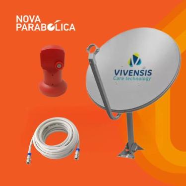 Imagem de Kit Antena Banda KU Vivensis + LNBF Simples + Kit Cabo 15 mts