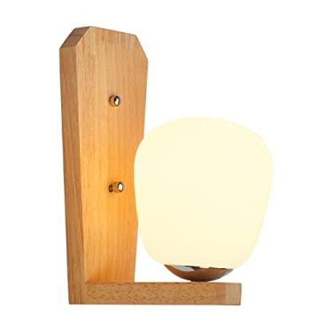Imagem de HOSETEON Luminária de parede europeia - Luzes de parede japonesas montadas na parede para cima e para baixo - - Lanternas de parede de carvalho modernas de madeira maciça com abajur de vidro Luzes de