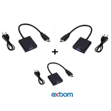 Imagem de Cabo Adaptador Conversor HDMI Para VGA Com Saída P2 Áudio - EXBOM, 3 U