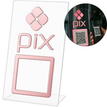 Imagem de Plaquinha Mesa Qr Code Pix Pagamento Balcão Placa Display Bar Quiosque