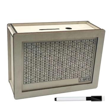 Imagem de ZHIZHOUNEY Caixa Organizadora de Cofrinhos de Madeira Caixa de Dinheiro de Madeira Reutilizável Desenvolve Hábitos de Salvação e Alcance Objetivos Financeiros Caixa de Dinheiro Reutilizável