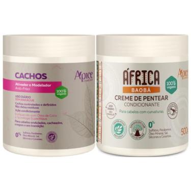 Imagem de Kit Apice Ativador Cachos + Creme De Pentear Africa Baoba Tratamento Capilar Curvaturas Vegano
