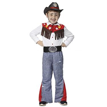 Imagem de Fantasia Cowboy Infantil de Festa Junina Camisa Cinto Calça (G 6-8)