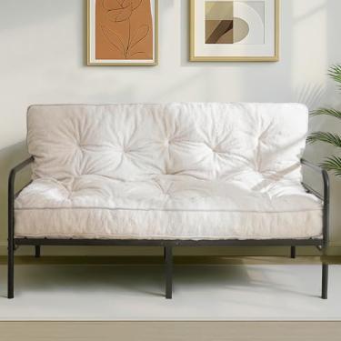 Imagem de MAXYOYO Colchão Futon de 15,2 cm tamanho casal, futons grossos para sofá, sofá-cama, sofá-cama, colchão de chão para adultos, enchimento de espuma desfiada (moldura não incluída), bege