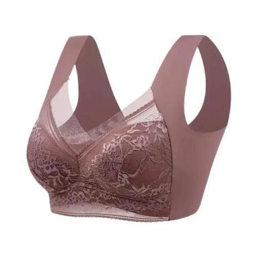 Imagem de Sutiã Feminino Plus Size Push Up - Renda, Seda Gel, Sem Costura e Sem 