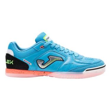 Imagem de Tênis Chuteira Futsal Joma Top Flex Couro Profissional, Azul, 41 BR