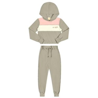 Imagem de Conjunto Infantil Inverno Casaco Com Capuz E Calça Moletom Peluciado Be Happy - Angerô-Feminino