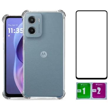 Imagem de Kit para Moto G05  Capa Capinha Anti Shock + Pelicula de Vidro 3D  Par