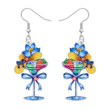 Imagem de DALANE Brincos de acrílico engraçados com pingente de margarita de frutas tropicais do Havaí, lindos acessórios de joias de verão, presentes de praia para mulheres amantes de praia, festas de férias