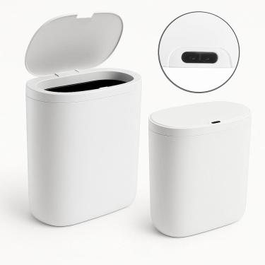 Imagem de Lixeira Tampa Abertura Inteligente Slim Plástico Capacidade de 14 Litros Para Cozinha Banheiro Escritório
