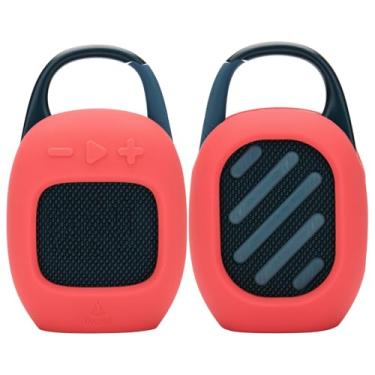 Imagem de TXEsign Capa de silicone compatível com JBL Clip 5 - capa protetora de suporte para alto-falante portátil para JBL Clip 5 (vermelho)