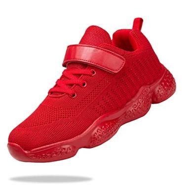 Imagem de Tênis de corrida atlético de malha respirável para meninos e meninas da Santiro, Full Red, 3 Little Kid