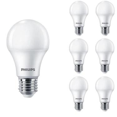 Imagem de 7 Lâmpadas Led Bulbo 9w Philips Bivolt E27 6500k 806lm, Branca, 9W