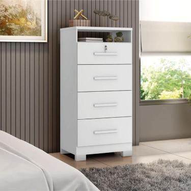 Imagem de Cômoda Com Chave 4 Gavetas Primordial Max Zanzini Branco